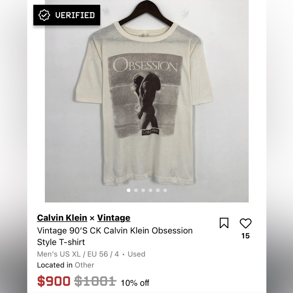 80s Calvin Klein “Obsession” Single Stitch Tee - Picture 9 of 9